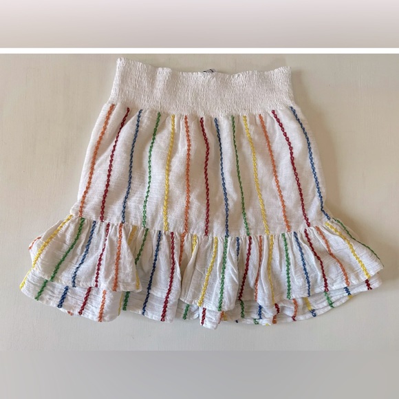 NWOT PLACE NATIONALE Skirt Peille Rainbow Striped Tiered Ruffle Sz 1 SMALL - Picture 3 of 4